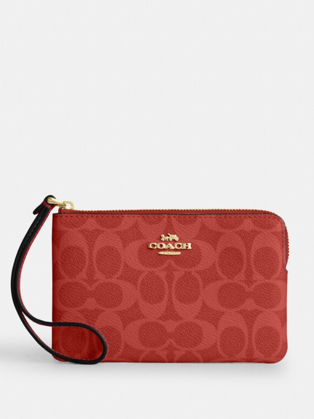 Coach Corner Zip Wristlet In Signature Canvas NWT